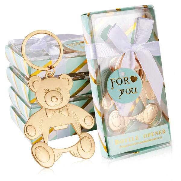 Abridor de garrafas de metal reutilizável em forma de urso, lembrancinha de festa de aniversário, decoração e lembrança para festa, presentes para convidados, utensílios para bar e cozinha, chá de panela, presente para o Dia dos Namorados