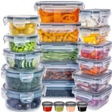Conjunto de 20 recipientes para armazenamento de alimentos com tampas herméticas (20 recipientes e 20 tampas), à prova de vazamentos, armazenamento e organização de cozinha, preparação de refeições, recipientes reutilizáveis para lancheira, material escolar