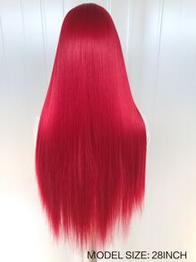 13x4 Lace Front Wig, Red, 180 Density, High Definition Lace Front Wig, Women Long Straight Synthetic Lace Front Wig, Heat Resistant Fiber Hair, 28 Inches, Suitable For Halloween - Red - View 7