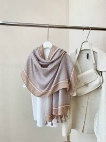 1pc Plaid Print Fringe Scarf, Fashion Shawl For Daily Wear - Multicolor - View 9