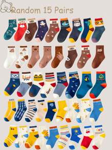 10/15/20 Pairs Random Children Socks, Breathable & Cute Cartoon Dinosaur, Capybara & Other Animal Patterns, Versatile Mid-Calf Socks Suitable For Daily Wear And School - Multicolor - View 12