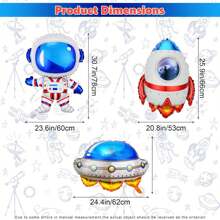 Bộ 132 bóng bay vũ trụ, bóng bay cao su màu xanh và ánh kim cùng bóng bay lá kim loại hình phi thuyền không gian UFO, tên lửa, ngôi sao phát nổ, hoàn hảo để trang trí tiệc sinh nhật, trang trí tiệc theo chủ đề phi hành gia vũ trụ - Nhiều màu - Xem 6