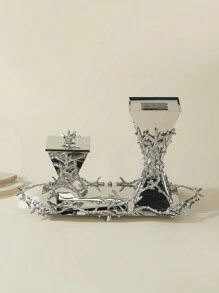 Silver Fashionable Elegant Geometric Design Arabian Incense Burner Set Gifts Birthday Graduation
