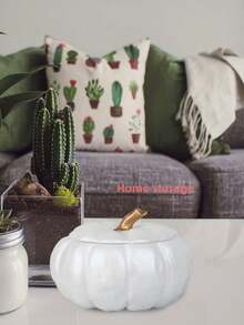 cassina 1 hộp đựng đồ dùng phòng tắm gia đình có nắp, lọ đựng bí ngô bằng nhựa màu trắng, hộp đựng đồ, hộp đựng đồ để bàn, hộp trang trí mặt bàn - trắng - Xem 3