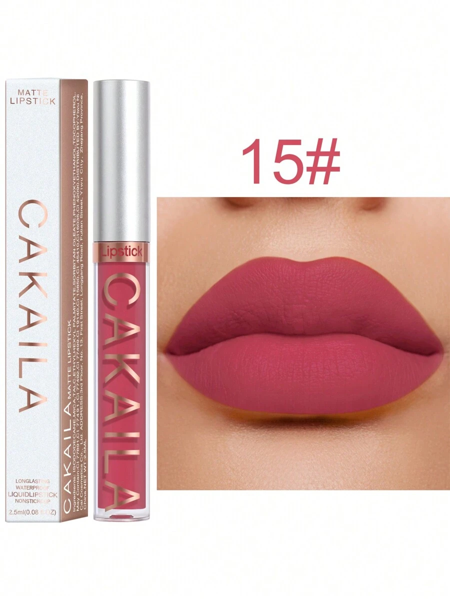 啞光唇彩,1入組絲絨防水持久穿戴高度色素沉著不粘杯子液體口紅 - 玫紅色 - 查看 1