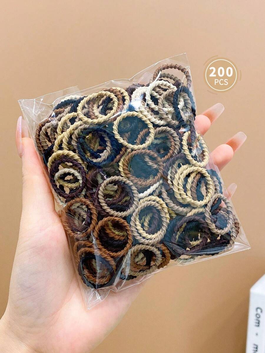 200 chiếc/gói Dây buộc tóc co giãn nhỏ nhiều màu sắc cho bé gái, đa năng - Nhiều màu - Xem 1