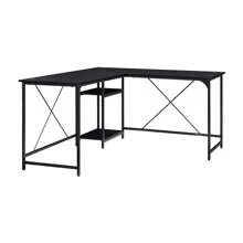 Mainstays Two-Way Convertible Desk With Lower Storage Shelf, White Finish And Black Metal Frame - Black - View 7