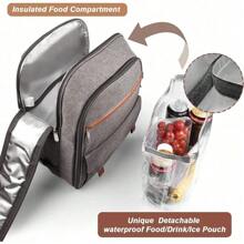 Sunflora Picnic Backpack For 4 Person With Blanket Picnic Basket Set For 2 With Insulated Cooler Wine Pouch For Family Couples (Blue & Stripe) - Brush Beige - View 4