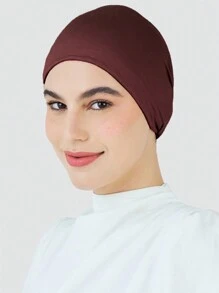 1 buah Aksesoris Abaya Wanita, Ikat Kepala Dalam Anti Selip, Warna Polos, Elastis, Berkerut, Jilbab, Topi Hijab, Topi Elastis, Bernapas & Nyaman, Menyerap, Tepi Lebar, Cocok untuk Olahraga dan Penggunaan Sehari-hari sebagai Penutup Dalam - Burgundy - View 5