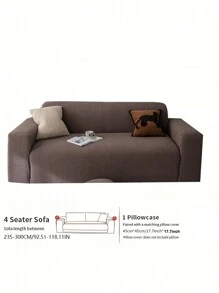 1 件几何线条提花毛绒沙发套，简约弹性通用沙发保护套，宠物友好型防滑防污，可机洗，四季使用沙发套，含 1 件 45*45 厘米靠垫套 - 棕色 - 查看 15