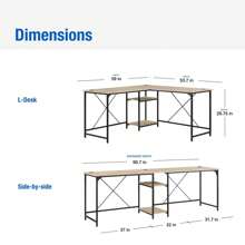 Mainstays Two-Way Convertible Desk With Lower Storage Shelf, Black Wood Grains Finish And Black Metal Frame - 米色 - 查看 4
