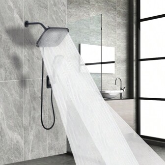 Fashionable Shower Room With Shower Head Set, Handheld Shower Head With Adjustment, Wall-Mounted Large Ceiling Spray Covering The Whole Body, Bathroom Set, All Black Accessories More Beautiful