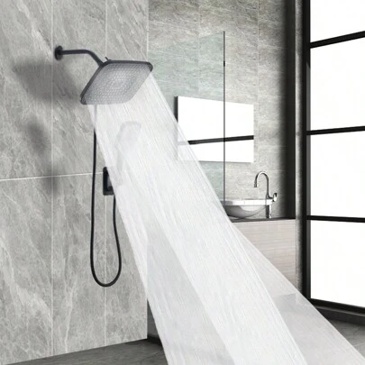 Fashionable Shower Room With Shower Head Set, Handheld Shower Head With Adjustment, Wall-Mounted Large Ceiling Spray Covering The Whole Body, Bathroom Set, All Black Accessories More Beautiful