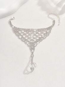 1pc Stylish Versatile Rhinestone Finger Chain, Suitable For Women To Wear At Weddings, Banquets, Parties, And Daily Life
