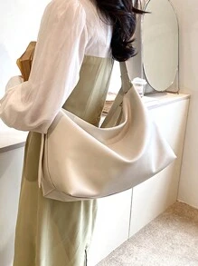Yogodlns Vintage Stil Eimer Tasche für Damen, verstellbarer Riemen Umhängetasche, veganes Leder Hobo Tasche mit breitem Riemen für Damen - perfekt für Umhängetaschen, Sporttaschen, Tote Bags und mehr, retro inspirierte Tasche - Beige - Übersicht 5