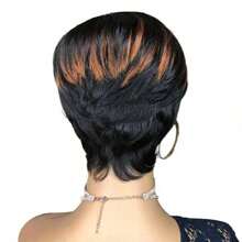 Pixie Cut Wig For Short Cut Wig Black Mixed With Red Curly Wigs Natural Black Mixed Red Pixie Cut Wig Synthetic Short Wigs For Women
