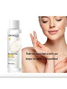 Toner o Tonico Facial De Arroz Bioaqua Hidratante Blanqueador Antiacne 120ml. Tonico Para el Rostro, Aclara y Cierra los Poros de la Piel, Tonico Arroz Bioaqua Esencia Toner Arroz Bioaqua, Hidrata, Nutre, Para Piel Seca, Grasa y Sensible. Con Pulpa de Arroz, Antienvejecimiento, Ilumina la Piel, Mejora la Línea Fina, Esencia Luminosa nutritiva.