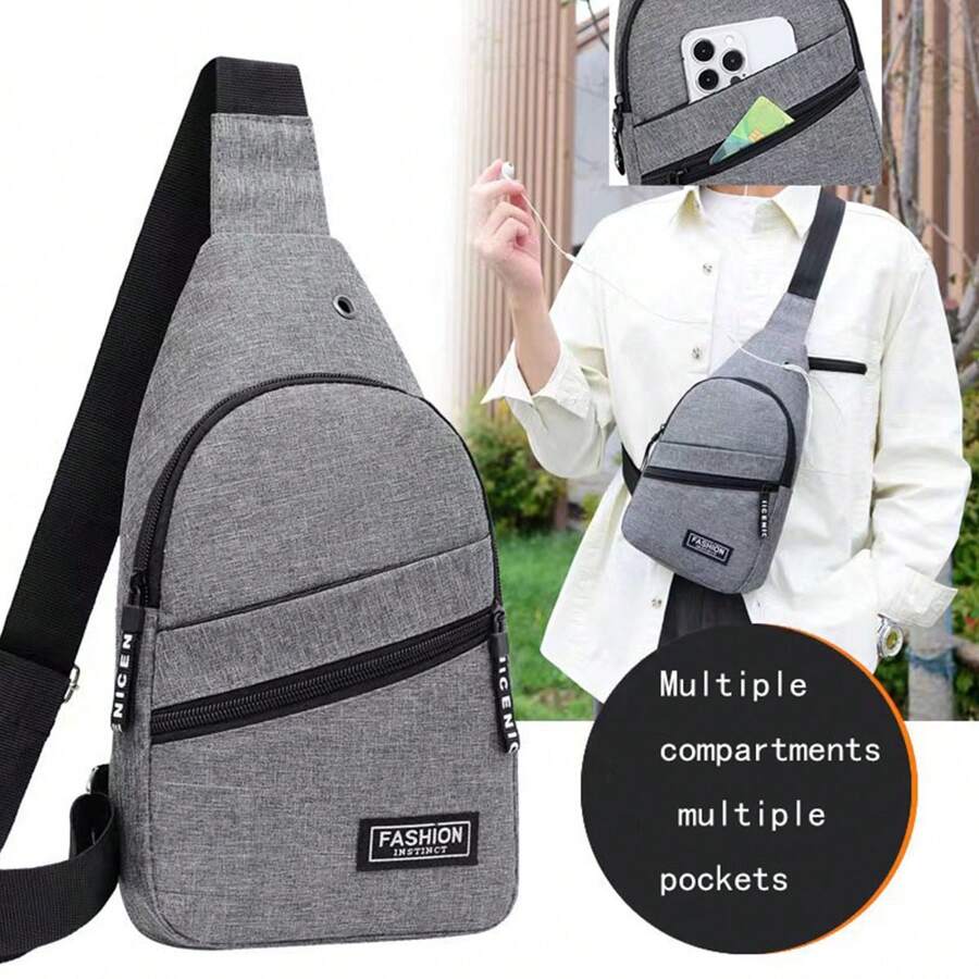 1pc Outdoor Hiking Cycling Shoulder Bag, Crossbody Messenger Bag, Multi-Function Oxford Cloth Chest Bag, Coin Purse, Men Fashion Casual Sports Mini Travel Pack Christmas Gifts For Men Travel Essentials Winter Dad Gifts Boyfriend Gifts Holiday School The Sporty Life Vacation Bags Bag Pack Belt Bag Waist Bag Spring School Supplies - Multicolor - View 1