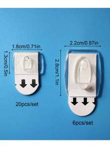 20/6pcs, Mini Self-Adhesive Hook, Detachable Traceless Decorative Thread Hook, Transparent Hook, Sticky Wall Hook, Indoor/Outdoor Mini Light Clip, Holiday Decoration Supplies, Multi-Purpose Clip, Suitable For Christmas, Halloween, New Year Decoration Hanging Display, Practical Hook