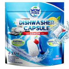 50pods 厨房多功能清洁粉 洗碗机清洁剂 洗碗凝胶 洗碗粉 除臭剂 强力油污去除剂 除垢洗涤剂片 用于厨房清洁 适用于各种场景 - 藍色 - 查看 2