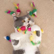 貓互動玩具,填充絨布老鼠造型玩具,適合小貓玩耍和咀嚼,適用於室內貓