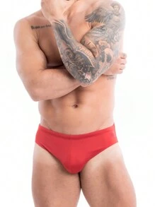 LINED Swim Trunks With Drawstring - Anatomical Front Cutout/Perfect Fit/Swimwear/Men's Suit/Red/Firefighter Costume/Christmas/Green/Carnival/Swim Trunks/Lgbt/Gay/Pride/Sexy/Sensual/Baywatch Sos Malibu/Fire/Black/Printed/White/2025 Collection/New Year's Eve/Slip/Fashion - 紅色 - 查看 3