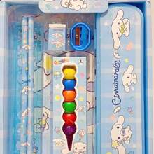 Sanrio Set di cancelleria Sanrio Kuromi, comprende astuccio, pastelli a cera, matite, ottimo regalo per studenti e ufficio, incentivo per l'apprendimento domestico