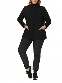 cimmuovere زي طبي بنصف أكمام ياقة واقفة، سحاب أمامي، للحجوم الكبيرة، لممرضات العيادات وصالونات التجميل والمكاتب الطبية والبيطرية، مزود بجيوب