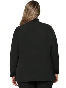 cimmuovere زي طبي بنصف أكمام ياقة واقفة، سحاب أمامي، للحجوم الكبيرة، لممرضات العيادات وصالونات التجميل والمكاتب الطبية والبيطرية، مزود بجيوب