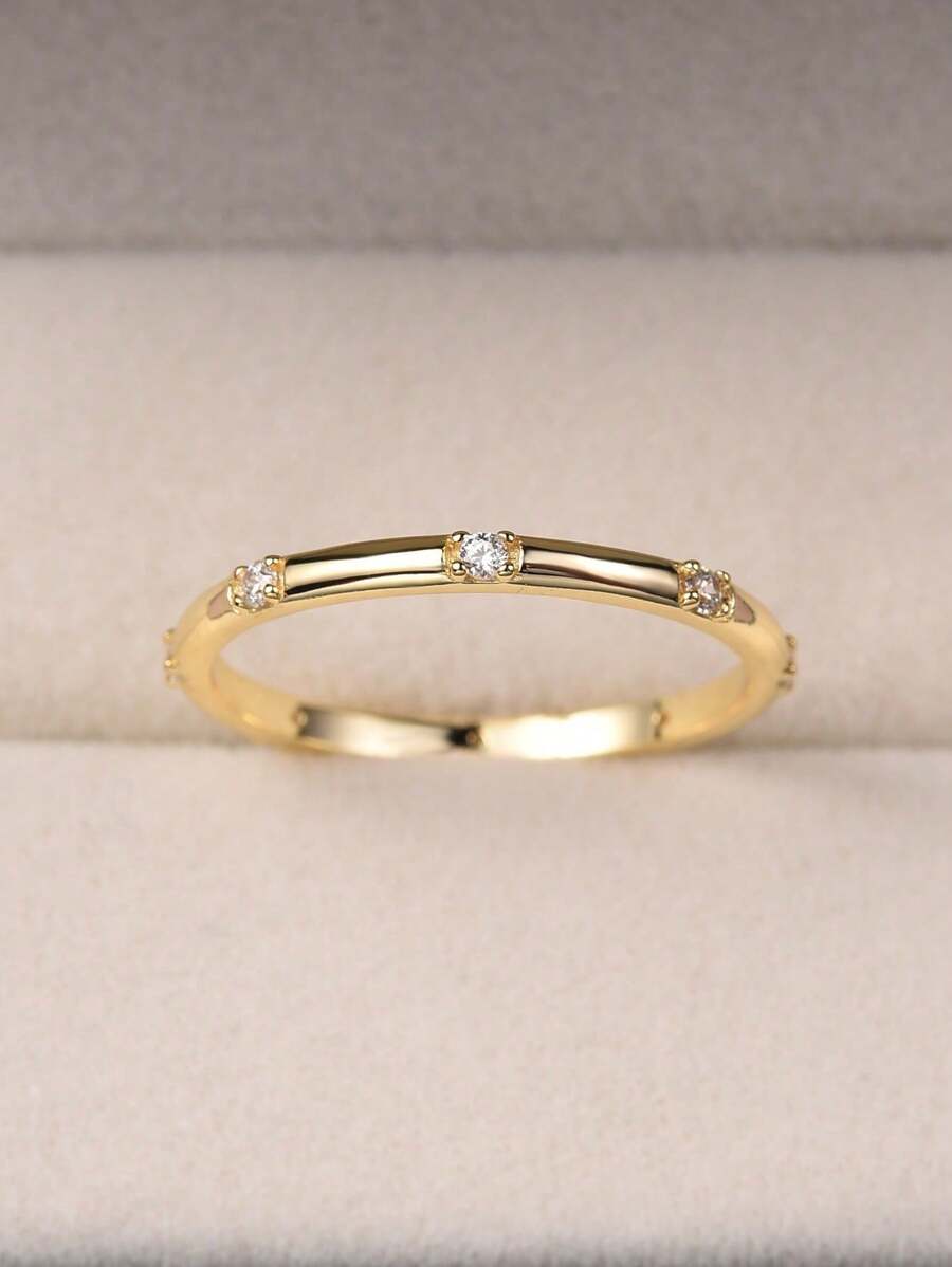 1 chiếc nhẫn đơn giản bằng bạc Sterling S925 mạ bạch kim dành cho nữ, kèm hộp quà, món quà trang sức thanh lịch dành cho phái nữ, phù hợp để đeo hàng ngày.