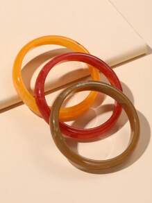 3 件套时尚细树脂手链，彩色组合手链，适合女孩的礼物 - 彩色 - 查看 6