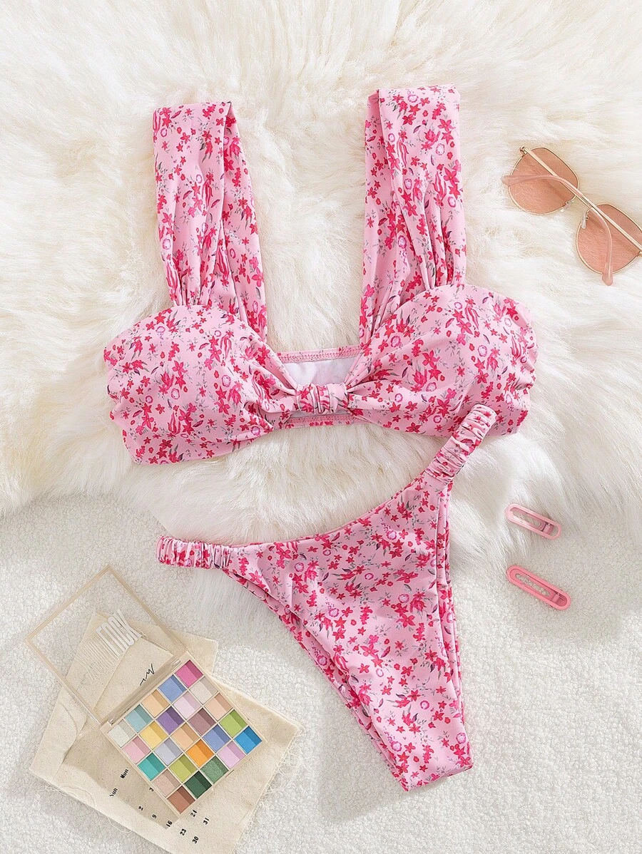 PEPPERMOLLY Bộ bikini dự tiệc sang trọng gợi cảm mềm mại mới, đồ bơi đi biển mùa hè thời trang cho nữ - Hồng - Xem 1