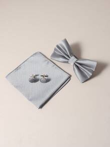 3 件套男士格子领结、口袋巾、袖扣西装，适合婚礼、宴会、派对、礼物男士领带 - 彩色 - 查看 11