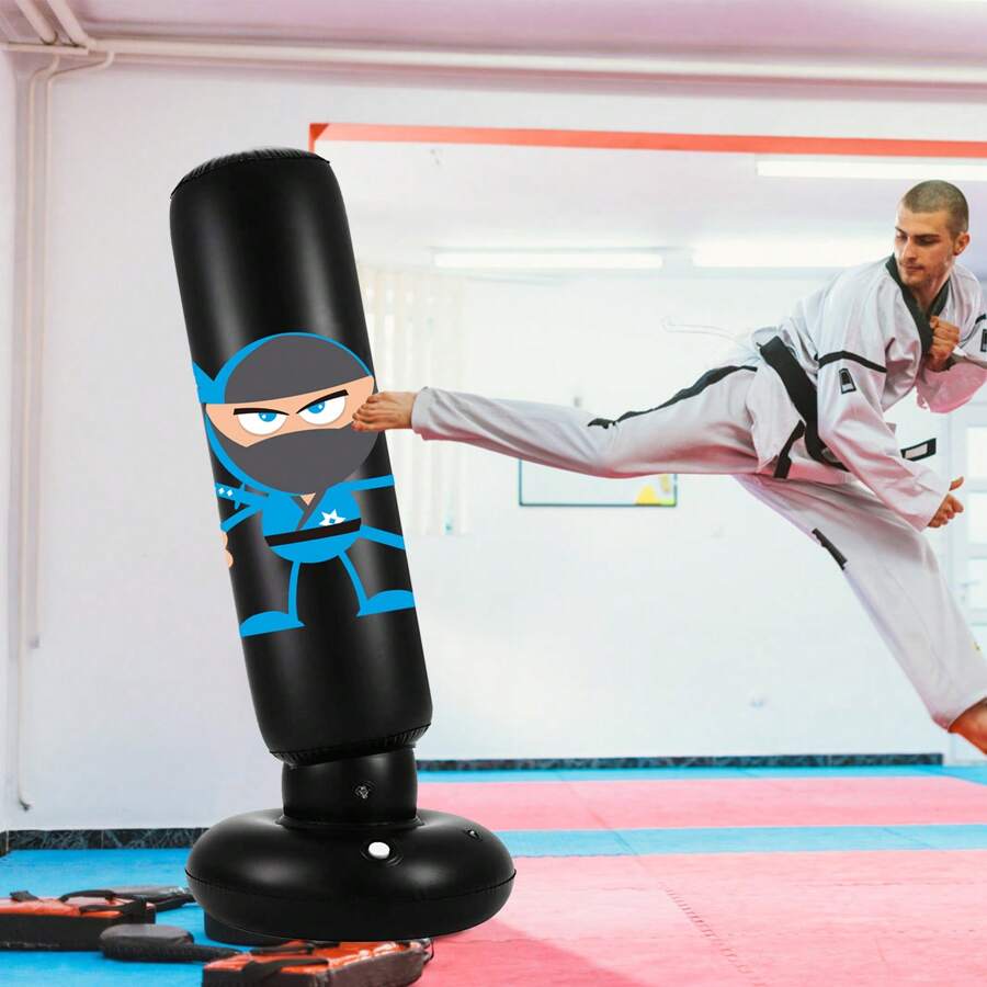 Punching Bag Freestanding Boxing Bag Inflatable Boxing Set Bounce Back For Practicing Karate MMA Fitness Punch Bags - Black - View 1