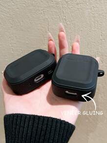 白色山茶花饰边皮革保护壳适用于 Apple AirPods Pro，保护套适用于 Airpods 2/3/4 无线蓝牙耳机