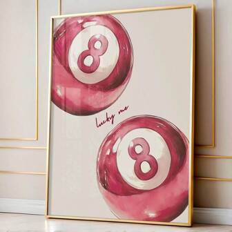 1PC Unframed Pink Lucky 8 Ball Art Poster Aesthetic Girly Preppy Art Room Dopamine Decor Funky Painting Canvas Print Maximalist Wall Picture For Dorm, Apartment, Bedroom, Living Room, Modern Home Decoration