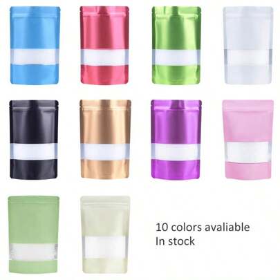 100pcs Various Sizes Reusable Foil Gift Packaging Bags With Window,Multi-Color Food-Safe Durable Stylish Gift Wrap Bags For Valentine's Day Holiday Party Supplies, Stand Up Pouches Perfect For Snacks, Sweets, Nuts,Cookies, Candies, Small Food Items Storage