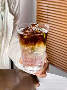 1pc Transparante glazen beker, brede glazen beker, Iced Latte koffiebeker, lichtgewicht Iced American beker, minimalistische theebeker, cocktailbeker, beker voor koude dranken
