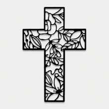 1pc Modern Art Metal Cross Wall Decor, Religious Belief, Suitable For Indoor Decoration Of Living Room, Bathroom, Kitchen, Bedroom, Housewarming Gift - Multicolor - View 1