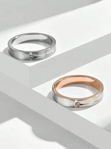 1pc Customized Simple T-Shaped Matte Surface With Diamond Titanium Steel Ring Ring Neutral Cold Style Hand Jewelry