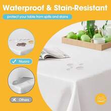 Plastic Table Cloth Disposable 10 Packs, 54 X 108 Inch Table Cloths For Parties, Decorative Tablecloths For Rectangle Tables, White Plastic Table Cover, Leakproof & Sturdy, White