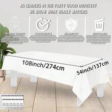 Plastic Table Cloth Disposable 10 Packs, 54 X 108 Inch Table Cloths For Parties, Decorative Tablecloths For Rectangle Tables, White Plastic Table Cover, Leakproof & Sturdy, White