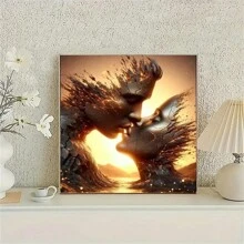 Ensemble de peinture de diamant: Paysage d'amour 5D, 39,88x39,88 cm Rond Tout Diamant DIY Décoration maison Art Set, Cadeau de la Saint-Valentin, Peinture à mosaïque - Multicolore - Voir 5