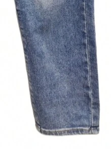 男士复古修身牛仔裤，高腰直筒宽松复古水洗蓝，秋季新品 - 中等水洗藍 - 查看 4