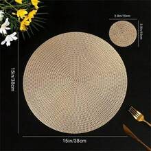 4/8/12/16 件金色麦穗 PVC 防滑耐热桌垫，欧式餐桌装饰，隔热桌布，厨房配件，适用于厨房、餐桌、酒店、家居装饰、派对、节日、圣诞节、情人节、日常必需品、个性化礼品、秋季装饰、返校季 - 金色 - 查看 2