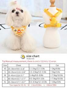 1pc Breathable Cartoon Duck Print Adjustable Chest Strap & 1pc150CM Nylon Leash Harness, Suitable For Cats & Small Dogs, Indoor & Outdoor, All Seasons