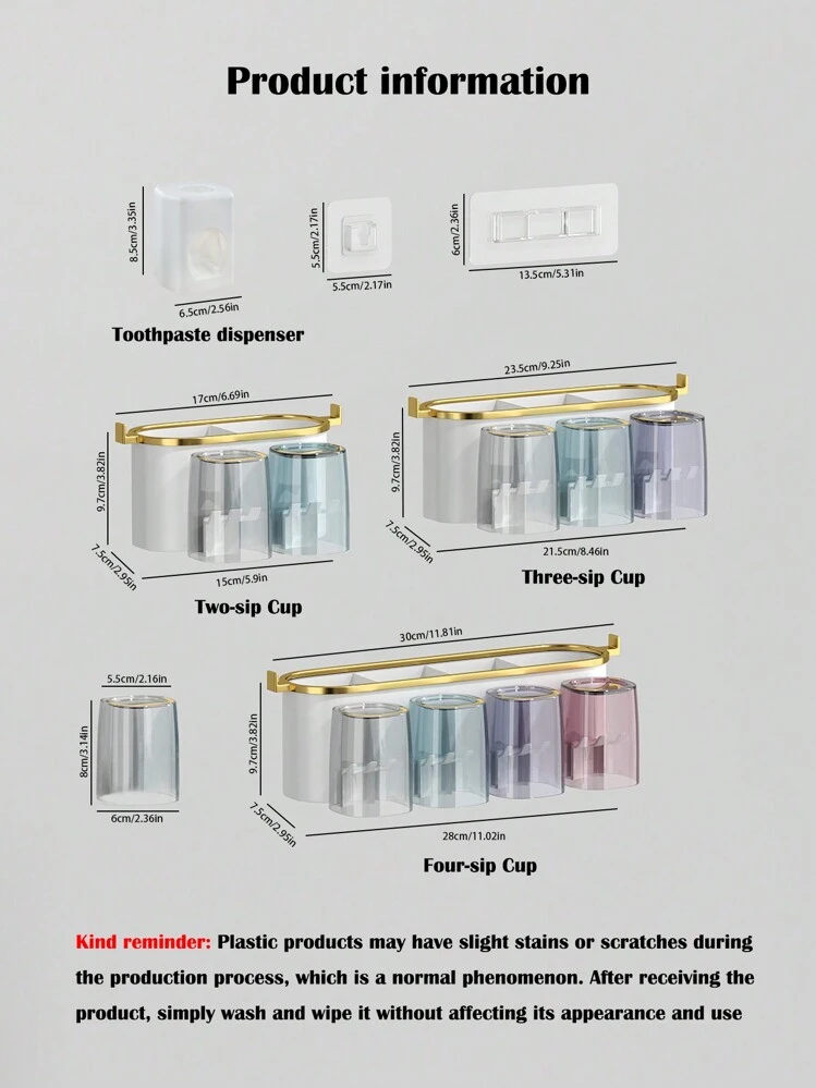 1 Set Wandmontierter Zahnbürstenhalter, mit 4/3/2 staubdichten Bechern und Zahnpastaspender, multifunktionaler Badezimmer-Organizer mit automatischem Zahnpasta-Spender und Bechern, klebefrei Badezimmerregal, Luxus-Badezimmer-Set, Badezimmer-Wandorganizer zum Zähneputzen und Aufbewahrung, Badezimmer-Accessoires für den Heimgebrauch - Weiss - Übersicht 2