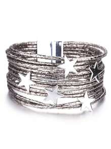 1 件时尚魅力五角星可堆叠手链多层女士缠绕手链适合女性男士、妈妈礼物圣诞节感恩节万圣节婚礼狂欢/舞会/派对/日常配饰周年纪念礼物情人节波西米亚风珠宝生日伴娘礼物 - 彩色 - 查看 6