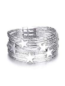 1 件时尚魅力五角星可堆叠手链多层女士缠绕手链适合女性男士、妈妈礼物圣诞节感恩节万圣节婚礼狂欢/舞会/派对/日常配饰周年纪念礼物情人节波西米亚风珠宝生日伴娘礼物 - 彩色 - 查看 5