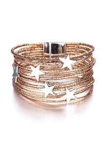 1 件时尚魅力五角星可堆叠手链多层女士缠绕手链适合女性男士、妈妈礼物圣诞节感恩节万圣节婚礼狂欢/舞会/派对/日常配饰周年纪念礼物情人节波西米亚风珠宝生日伴娘礼物 - 彩色 - 查看 8